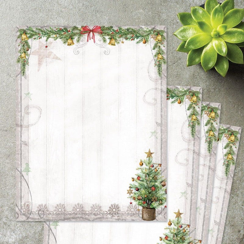 Current Tiny Trees Holiday Letter Paper - Set of 25 Christmas stationery papers are 8 1/2" x 11", compatible computer paper - Image 5